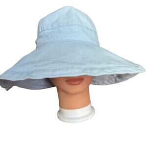 Scala Sun Hat Bucket Hat Light Blue Cotton Size Small Travel Collapsible Summer
